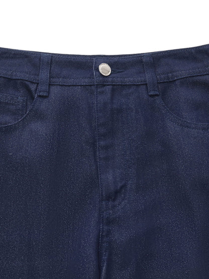 Denim Glitter Detailed Women Loose Straight Jeans