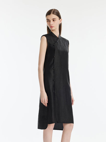 Xiang Yun Silk Asymmetric Hem Women Qipao Mini Dress