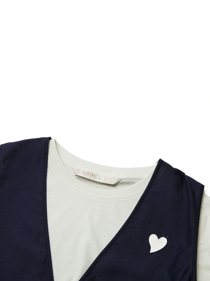 Tencel Blend Mock Layered Top And Skirt Two-Piece Set