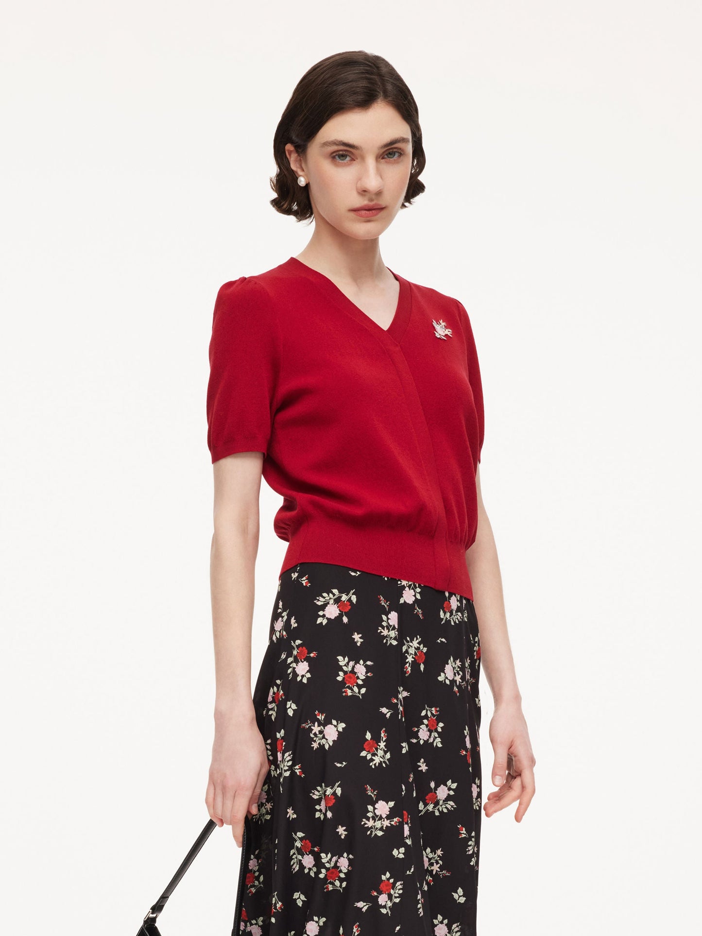 Tencel Blend Floral Embroidered Women Knit Top