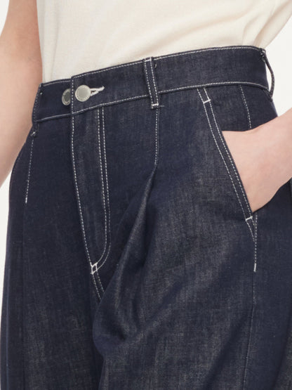 100% Cotton Denim Straight Wide Leg Women Jeans