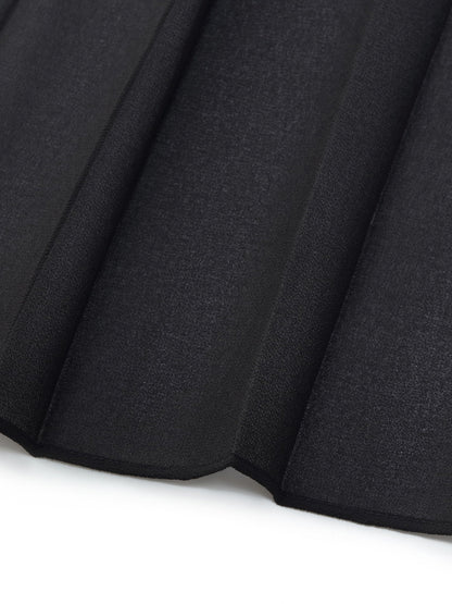 Adjustable Waist Side Slit Women Pleated Skirt