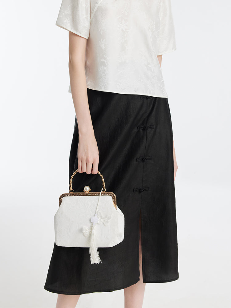 Xiang Yun Silk New-Chinese Style Slit Women Skirt