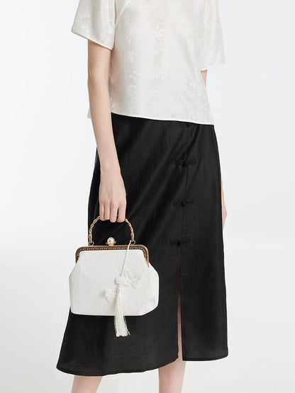 Xiang Yun Silk New-Chinese Style Slit Women Skirt