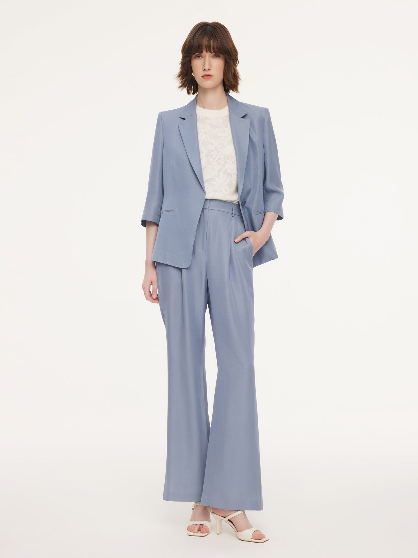 Acetate Tencel Linen Blend Women Suit Pants
