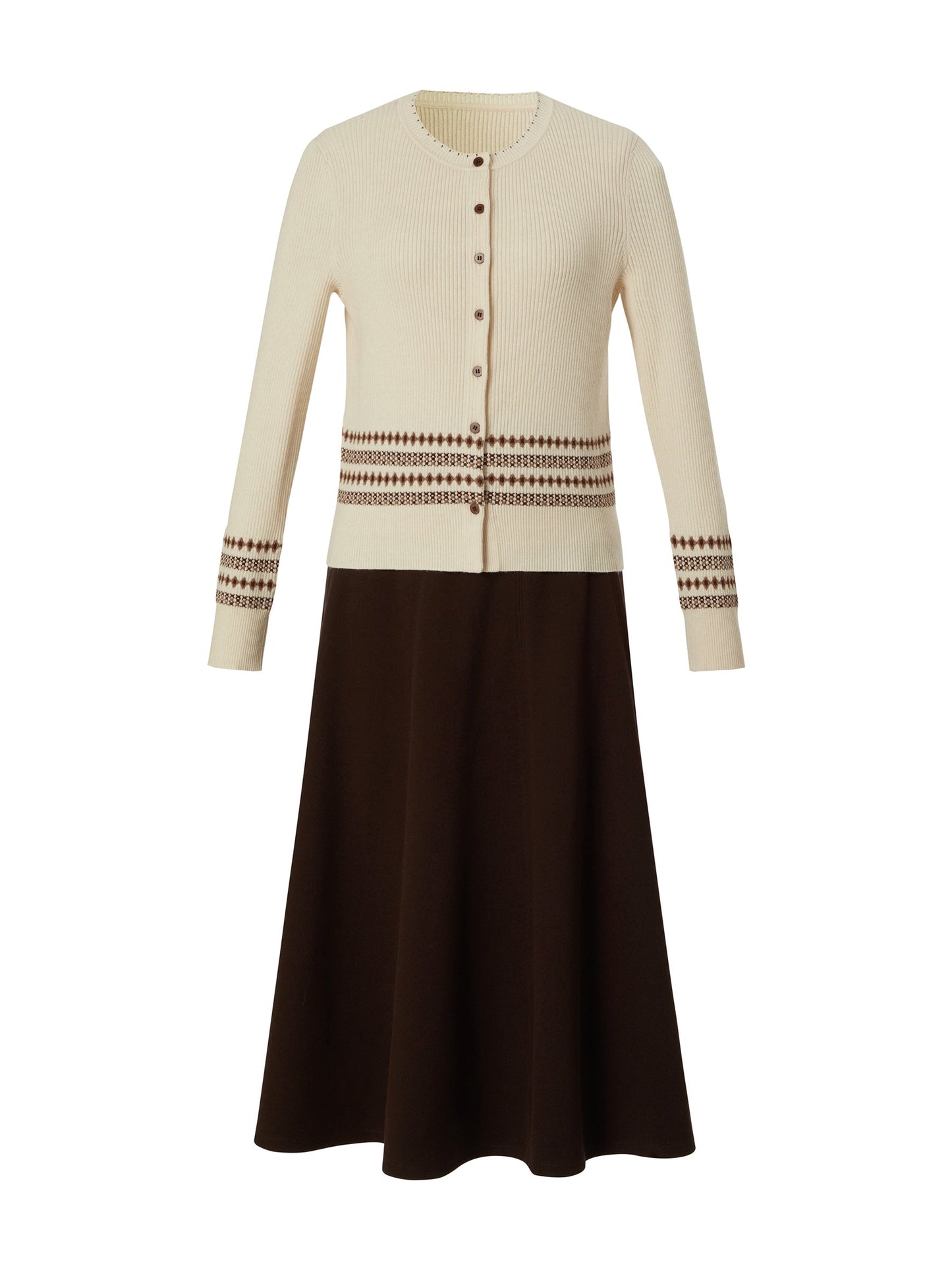 Tencel Wool Blend Cardigan And Tank Top And Skirt Three-Piece Set