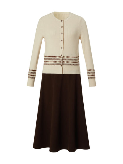 Tencel Wool Blend Cardigan And Tank Top And Skirt Three-Piece Set