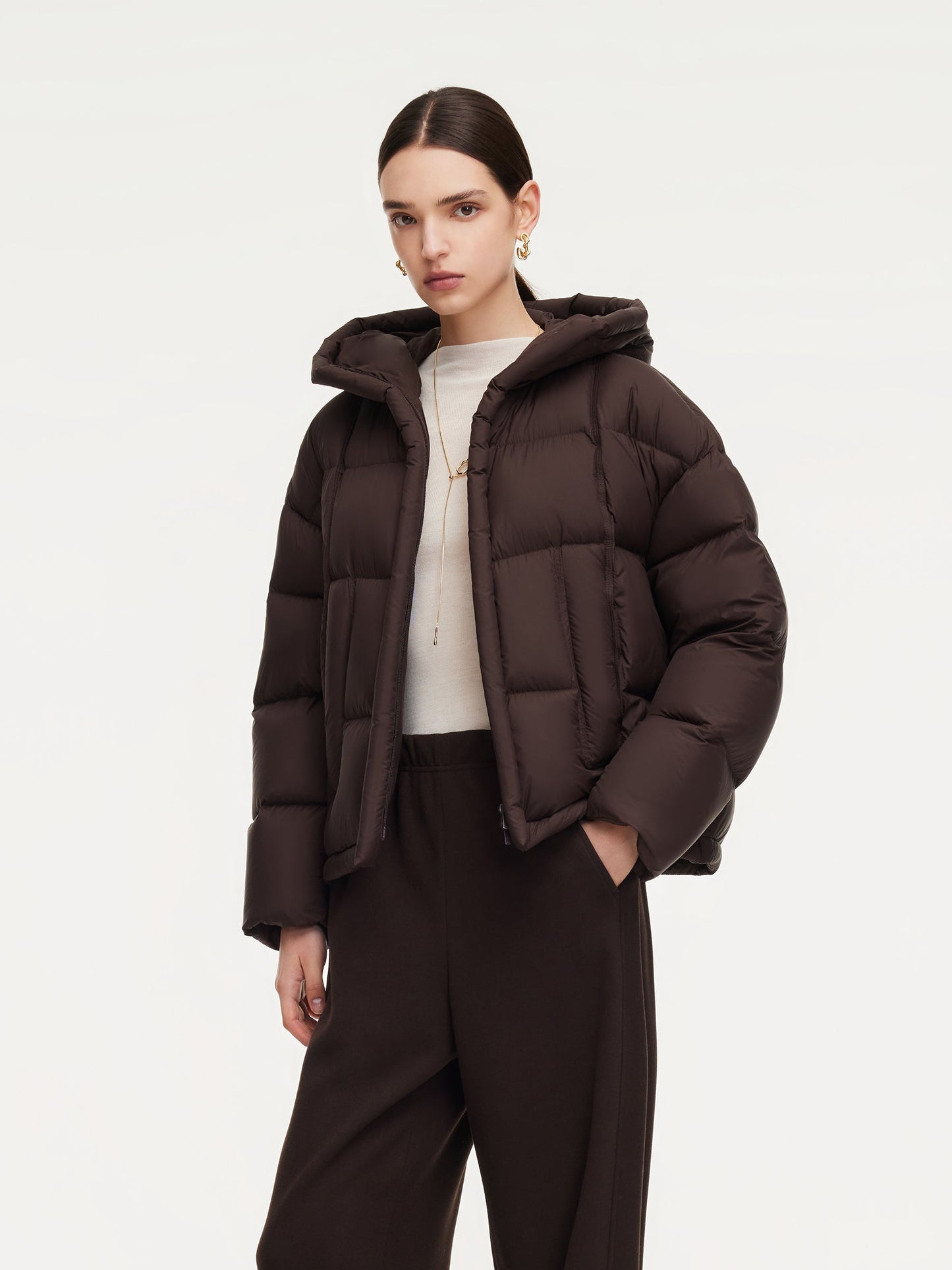 Lightweight Water-repellent Hooded Goose Down Jacket