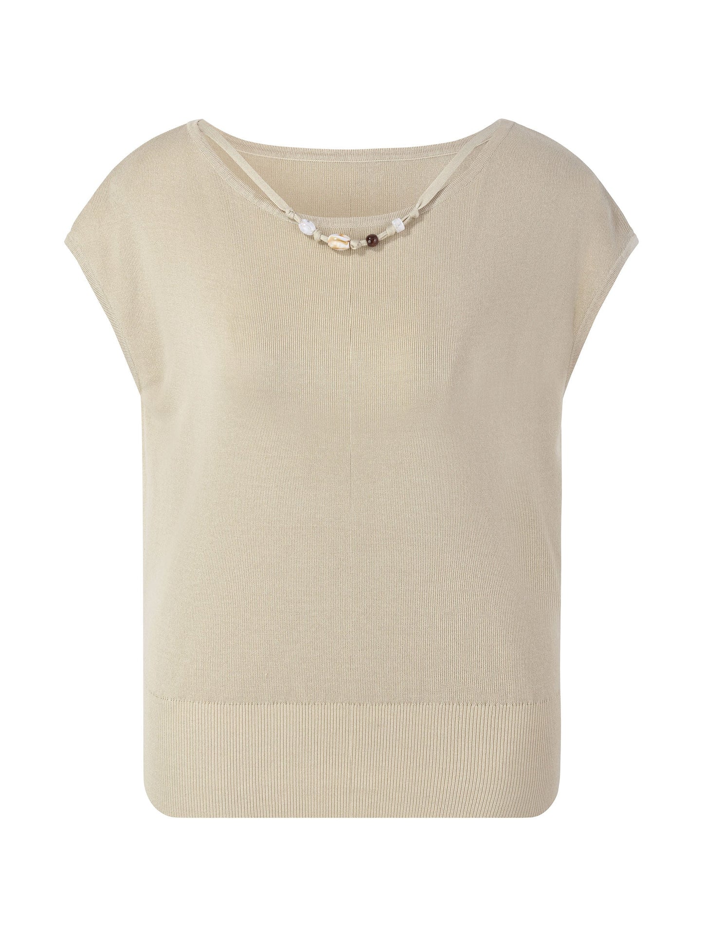 Tencel Mulberry Silk Blend Women Knit Top With Detachable Necklace
