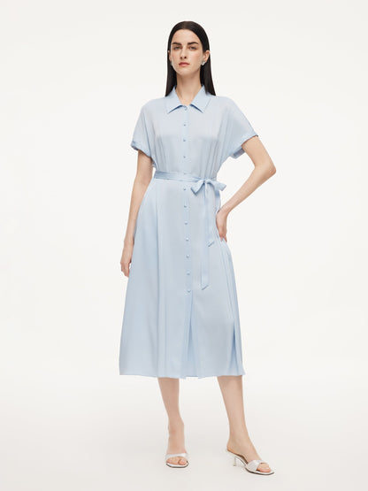 22MM Mulberry Silk Women Maxi Shirt Dress