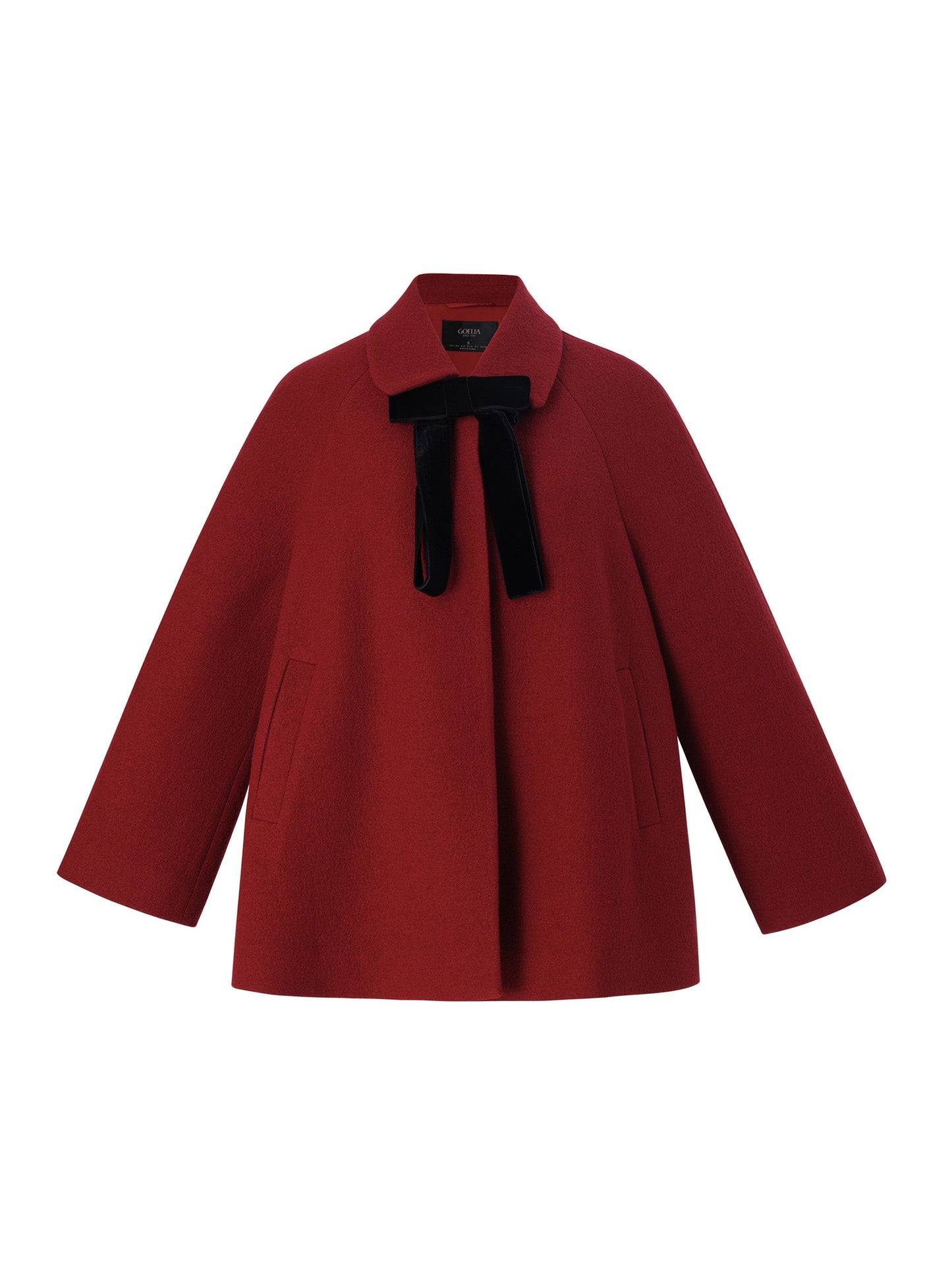 100% Wool Women Coat With Detachable Bowknot