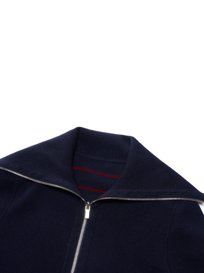 Lyocell Wool Blend Stripe Reversible Zip-Up Women Cardigan
