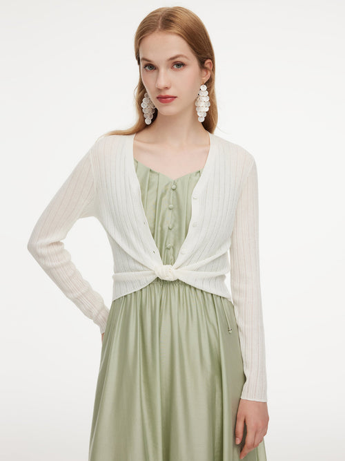 Tencel Wool Blend V-Neck Women Cardigan