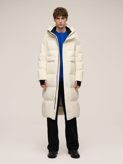 Thermal Tech Back Hooded Unisex Long Goose Down Coat
