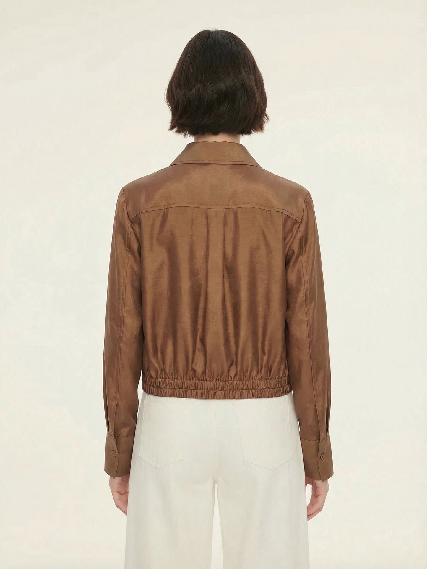 Tencel Blend Women Sheer Cropped Jacket