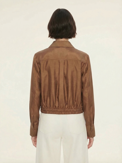Tencel Blend Women Sheer Cropped Jacket