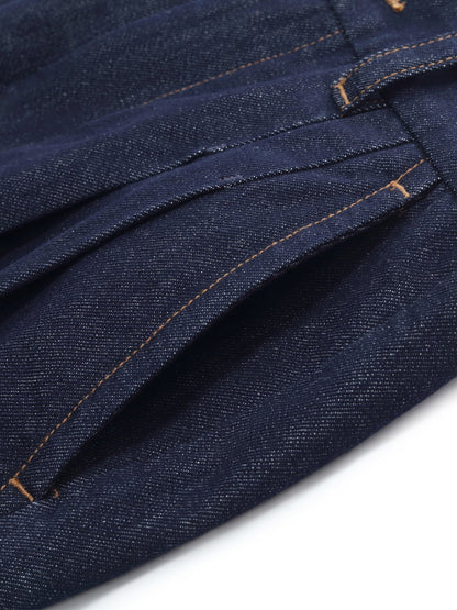 Denim Adjustable Waist Women Wide Leg Jeans