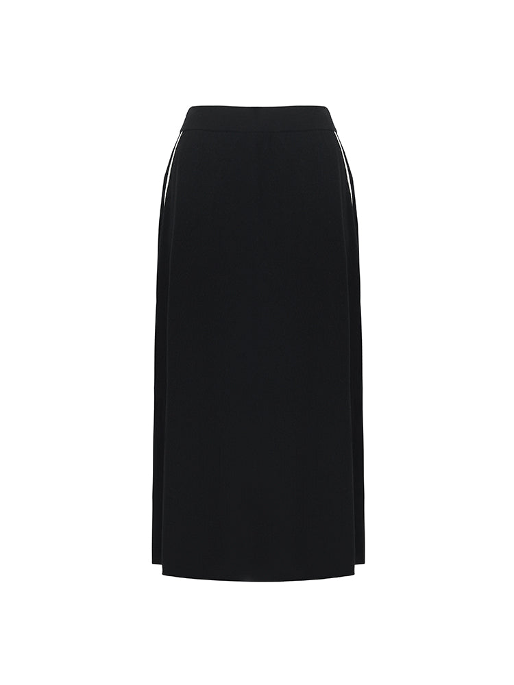 V-Neck Cut-Out Knitted Top And Half Skirt Two-Piece Set