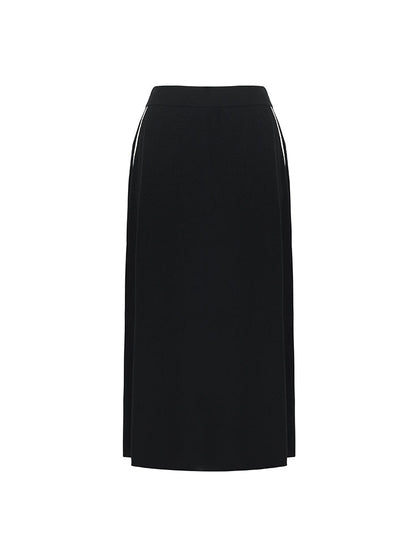 V-Neck Cut-Out Knitted Top And Half Skirt Two-Piece Set