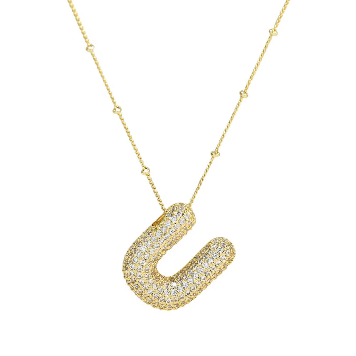 Initial Balloon Bubble 18K Gold Necklace