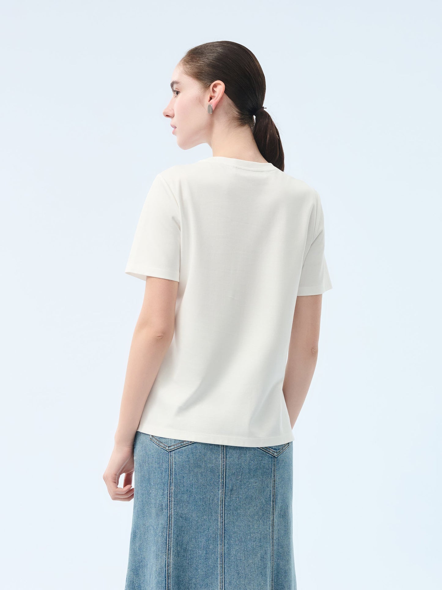 100% Cotton Round Neck Women T-Shirt