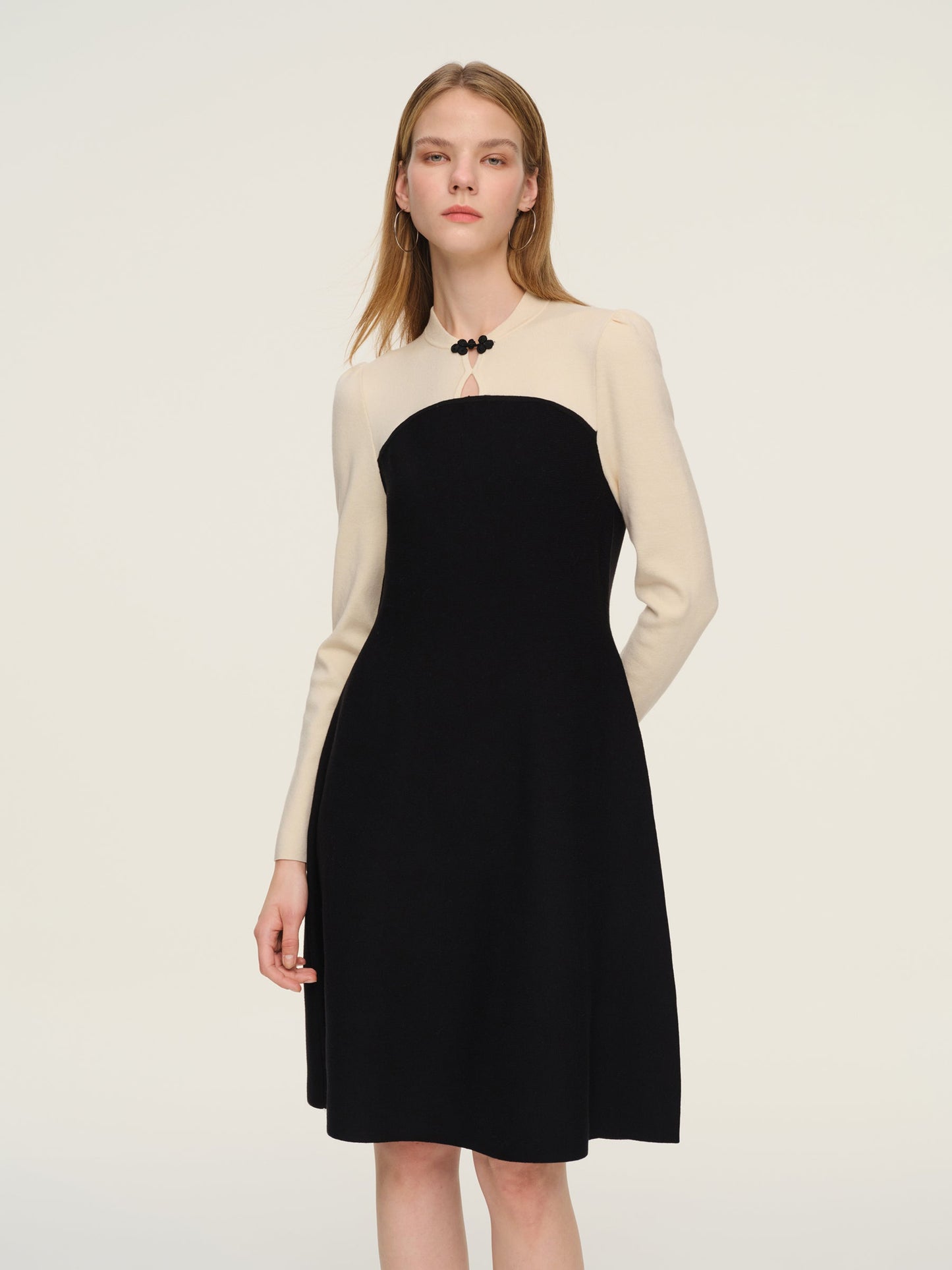 Lyocell Wool Blend Women Knit Qipao Midi Dress
