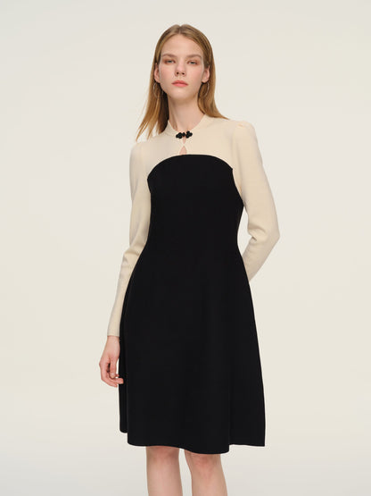 Lyocell Wool Blend Women Knit Qipao Midi Dress