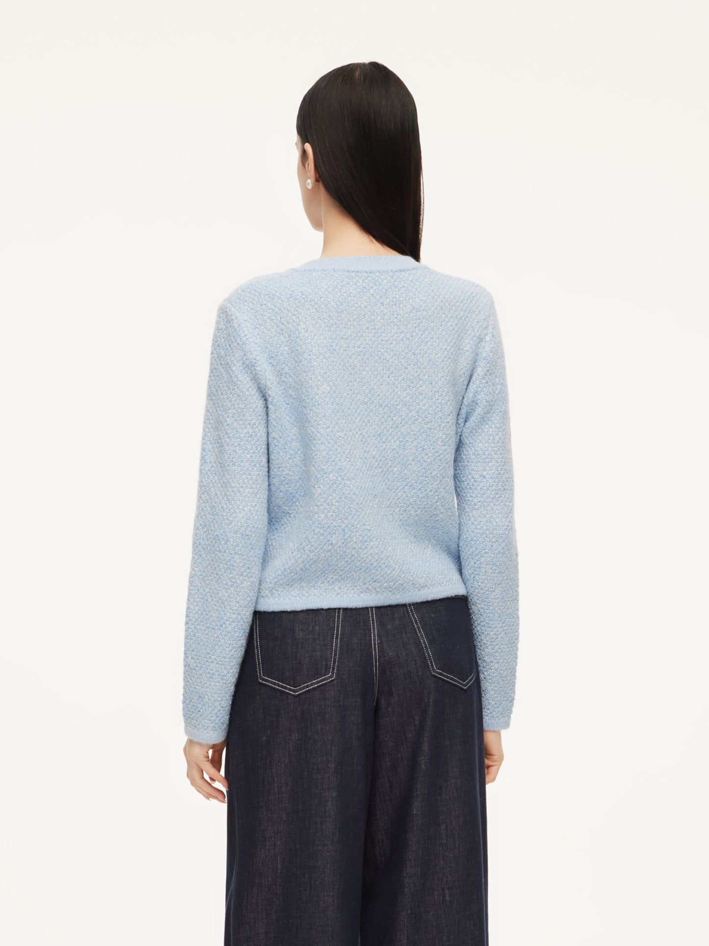 Round Neck Single-Breasted Women Cardigan