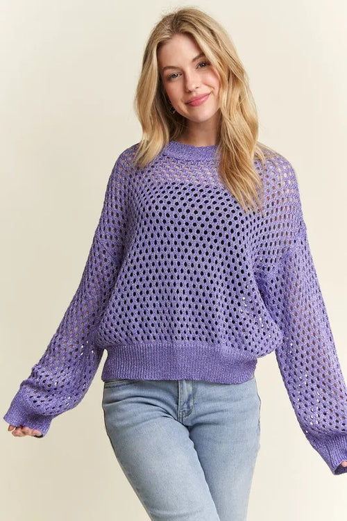 ADORA Round Neck Lurex Crochet Top
