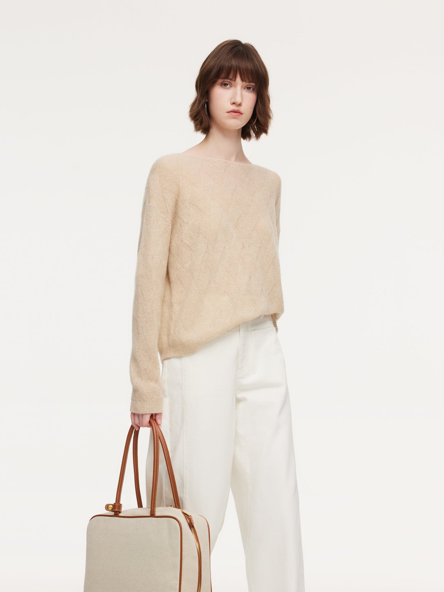 Cashmere Boat Neck Loose Fit Women Sweater
