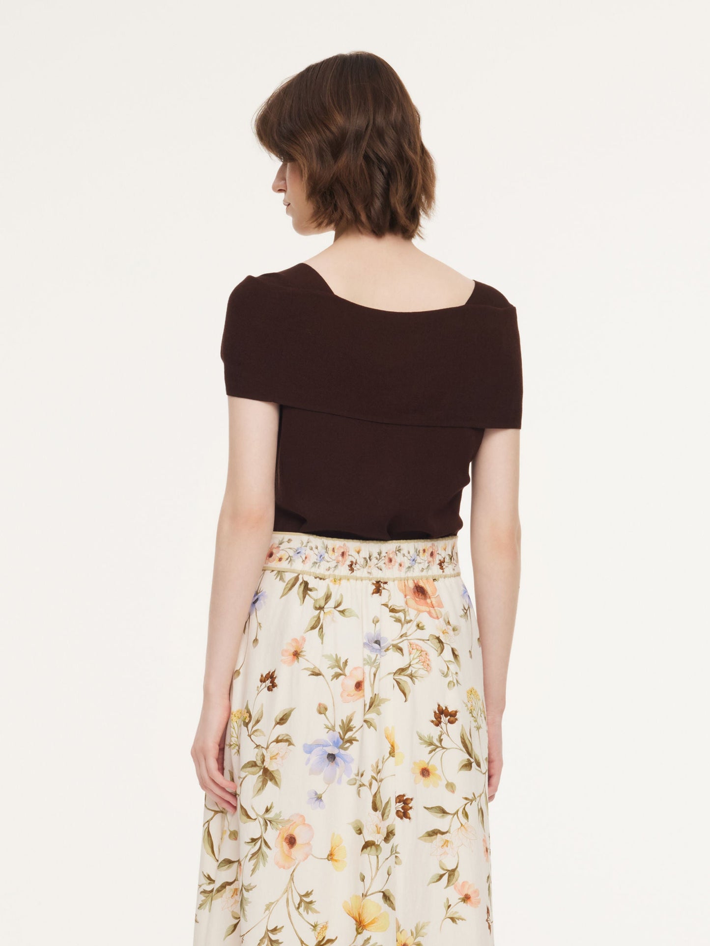 Lyocell Blend Off Shoulder Women Knit Top With Detachable Magnetic Flower