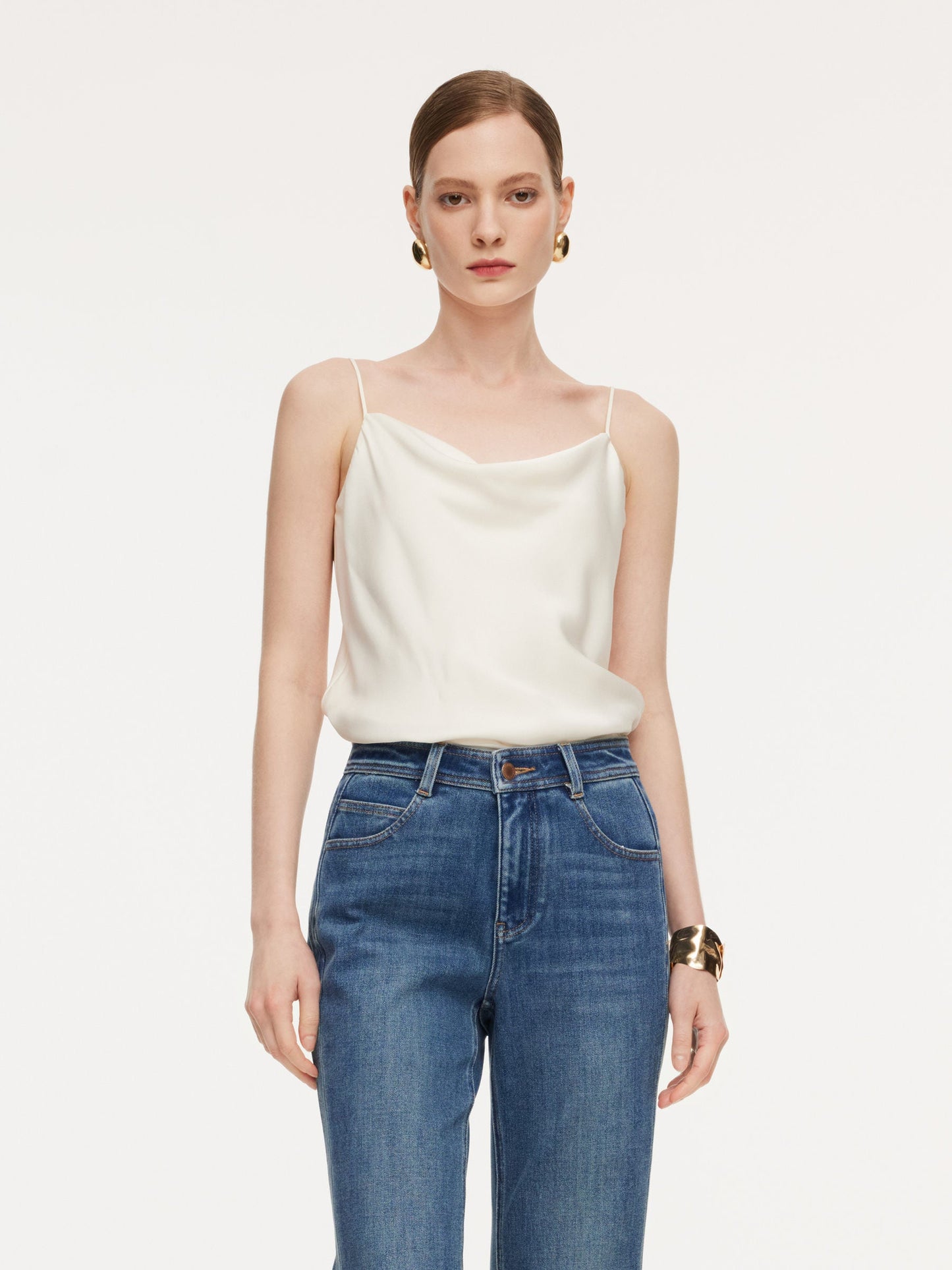 22MM Mulberry Silk Cowl Neck Women Camisole With Scrunchie
