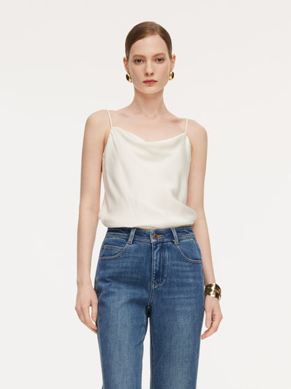 22MM Mulberry Silk Cowl Neck Women Camisole With Scrunchie