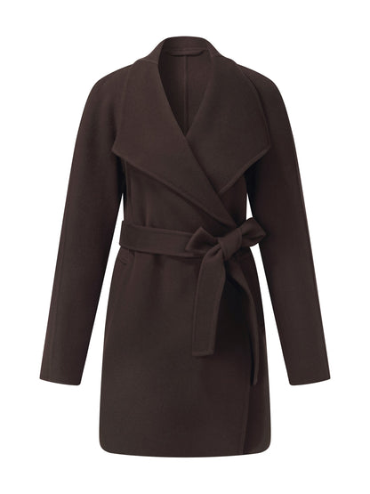 Cashmere Wool Blend Convertible Collar Women Wrap Coat