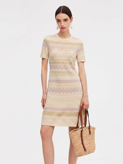 Multicolored Jacquard Women Knit Mini Dress