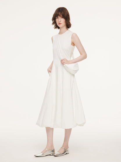 100% Cotton Bubble Hem Women Sleeveless Maxi Dress With Bag