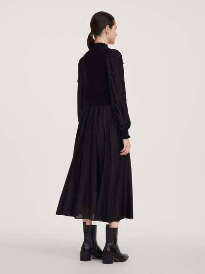 Tencel Blend Patchwork Women Maxi Dress