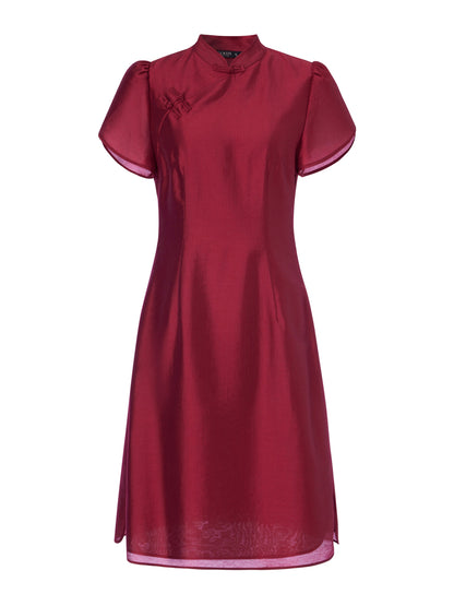 Tencel Blend Women Qipao Mini Dress