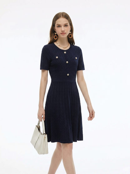 Tencel Blend Gathered Waist Women Textured Midi Dress