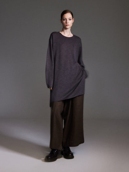 Loose Fit H-Line Round Neck Unisex Sweater