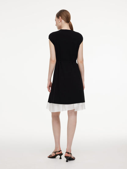 Tencel Blend Knit Two-Piece Dress Set With Slip Inner & Belt