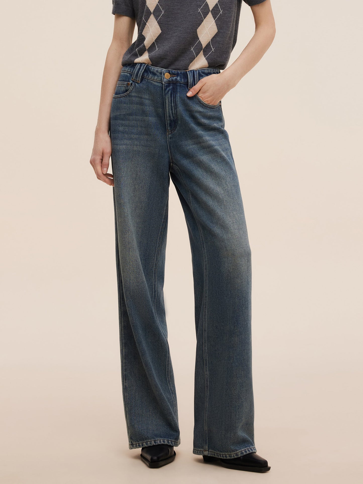 100% Cotton Denim Women Straight Leg Jeans