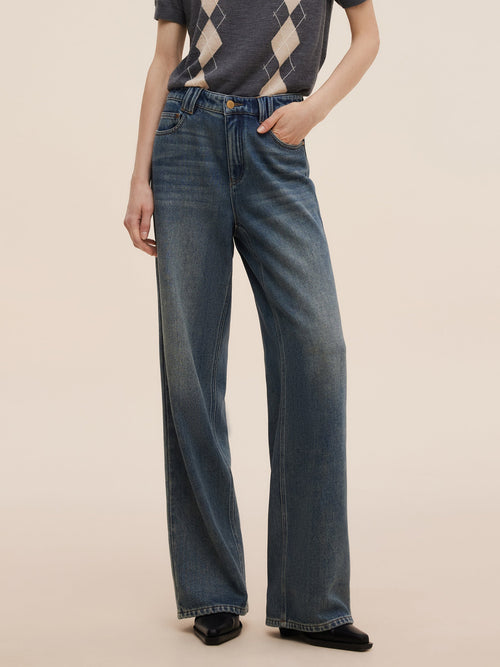 100% Cotton Denim Women Straight Leg Jeans
