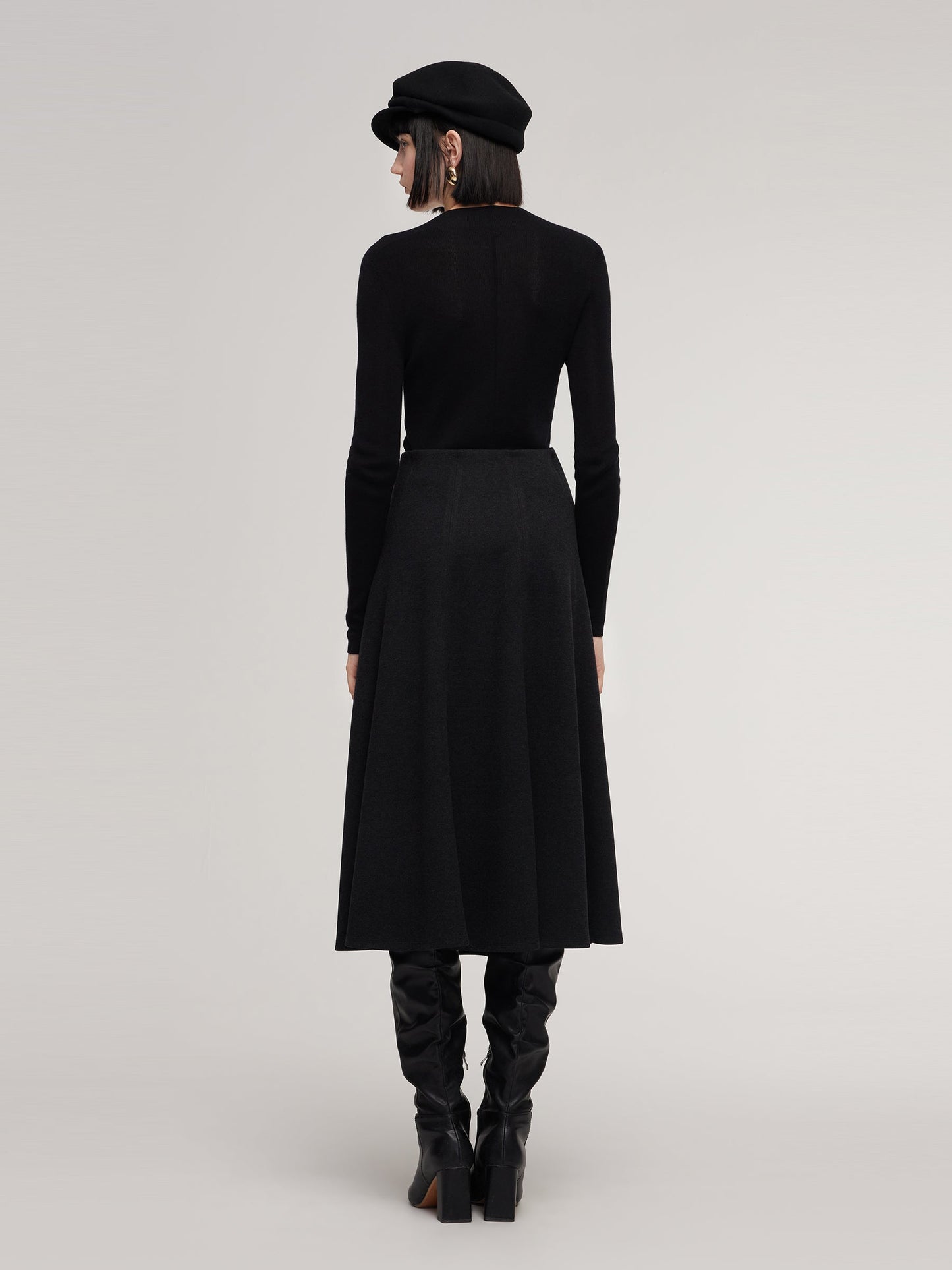 Stretch Flared Women Knit Skirt