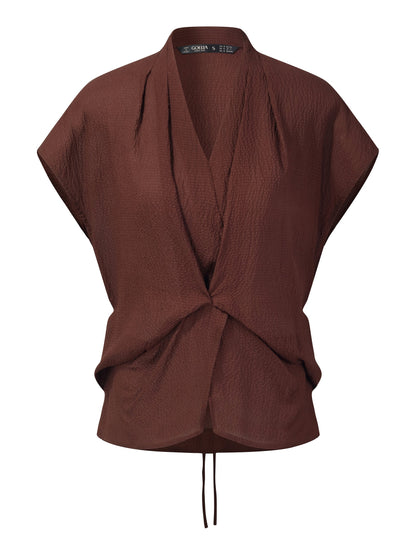 10.5MM Mulberry Silk V-Neck Twist Front Women Blouse