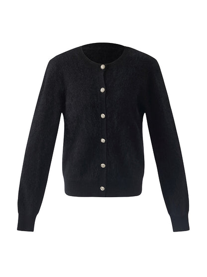 Black Brushed Cashmere Women Cardigan