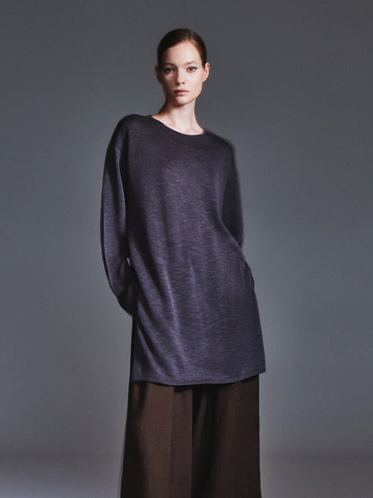 Loose Fit H-Line Round Neck Unisex Sweater