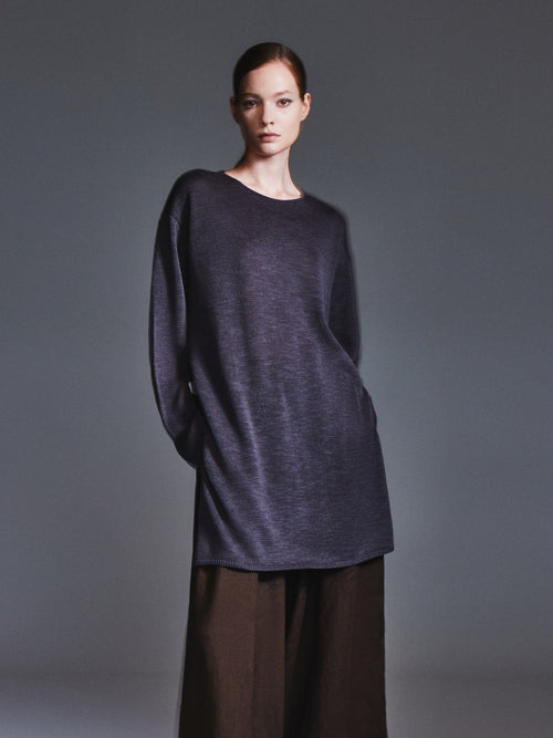 Loose Fit H-Line Round Neck Unisex Sweater