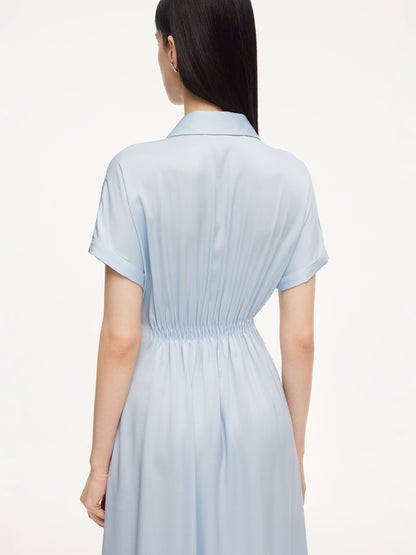 22MM Mulberry Silk Women Maxi Shirt Dress