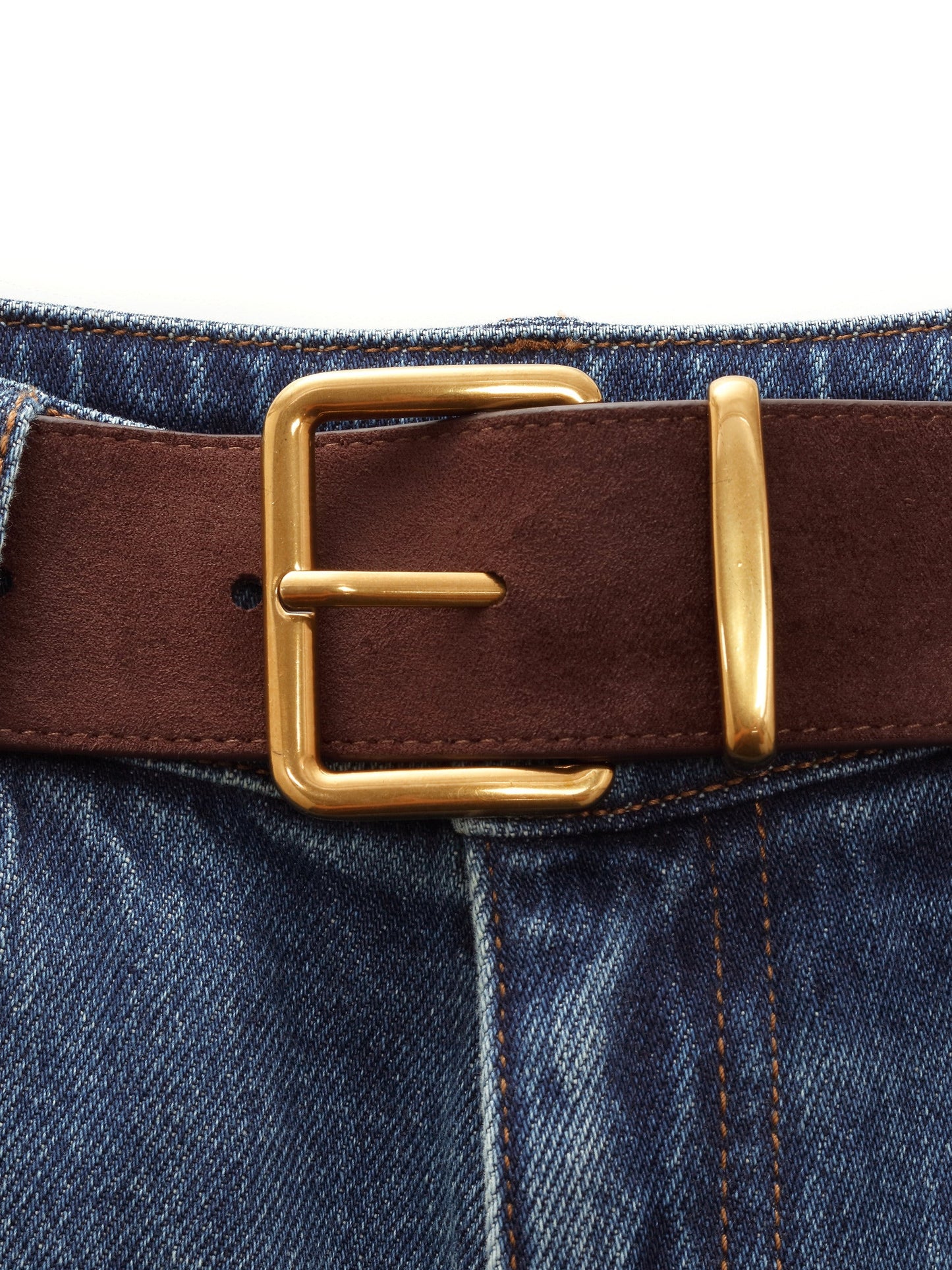 [Preview] Cotton Denim Women Curved Leg Jeans With Belt